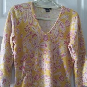 DANIEL BISHOP 100% CASHMERE PAISLEY V-NECK